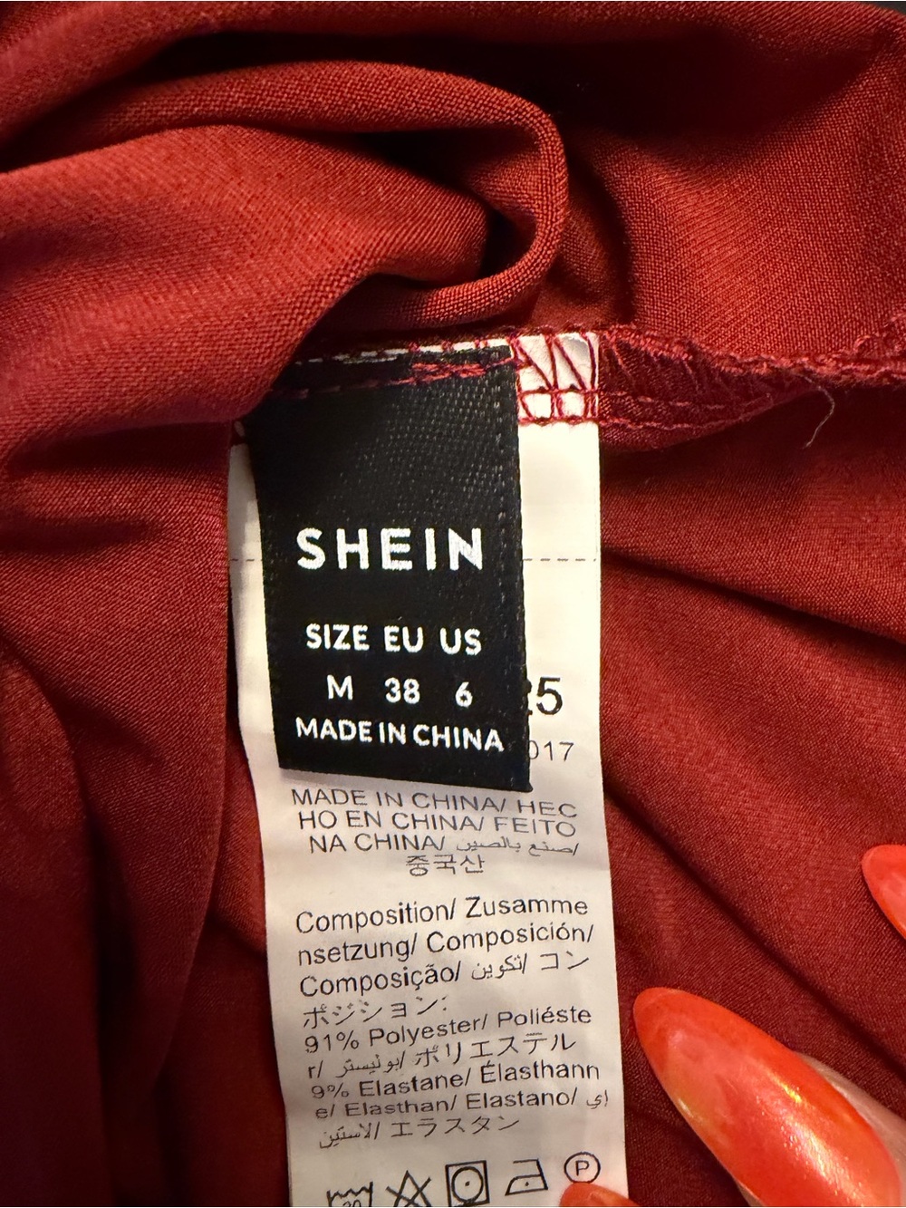 SHEIN Crimson Ruched Long-Sleeve Bodycon Dress - Picture 5 of 6